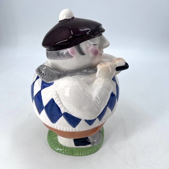 Vintage Unique San Miguel Ceramic Golfer Man Cookie Jar Canister Golf Home Decor - Picture 3 of 12